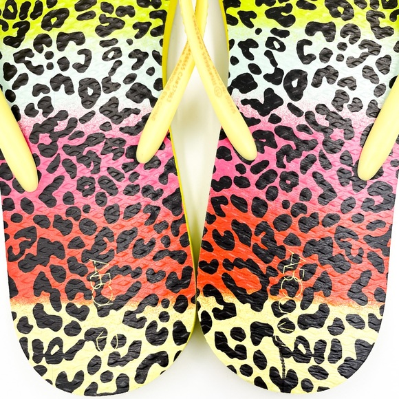 Leopard Colour Print Flip Flops Sandals - Picture 5 of 7